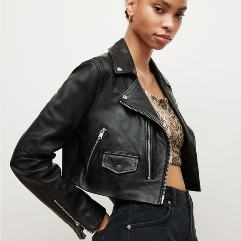 Allsaints Dren cropped leather jacket